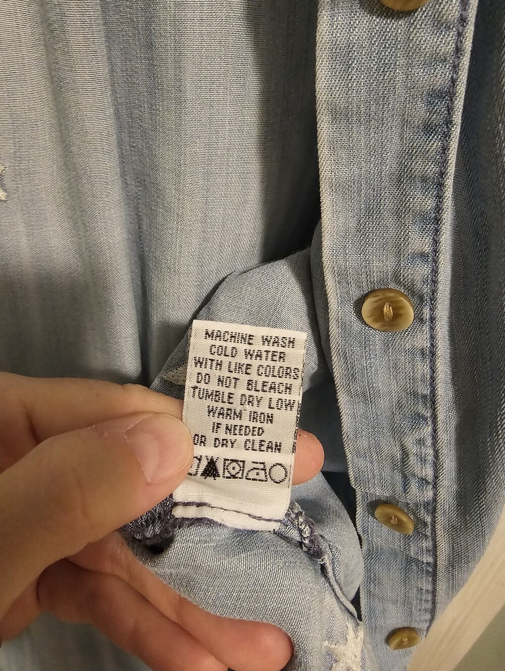 Light Blue Star-Embroidered Denim (Tencel) Shirt - Picture 7 of 8